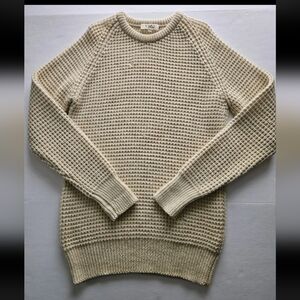 YMC You Must Create Cream Wool Waffle Knit Large  Sweater Flaws Cabincore